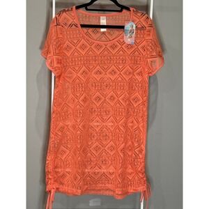 As Rose Rich Womens Coral Crochet Lace Cover Up Dress Large NWT Boho Festival‎